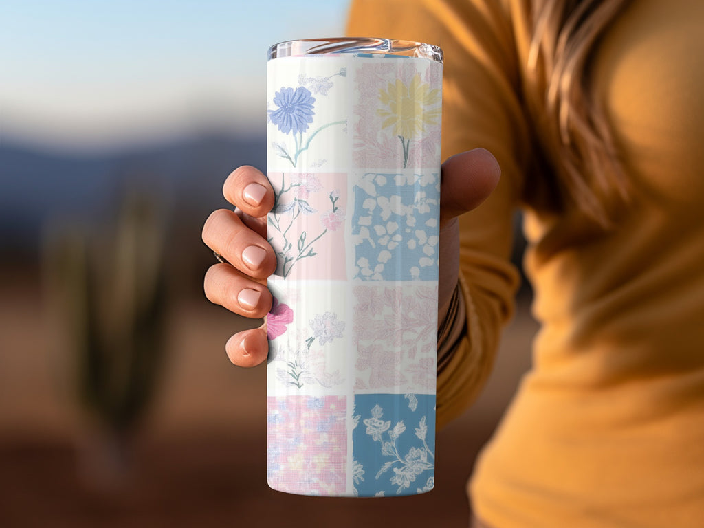 Floral Patchwork Design Skinny Tumbler Cup Product