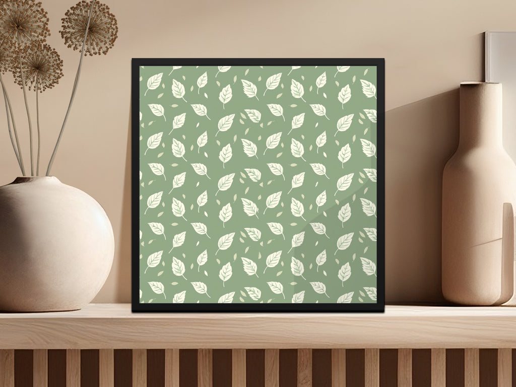 Green Leaf Pattern Decorative Wall Art Print