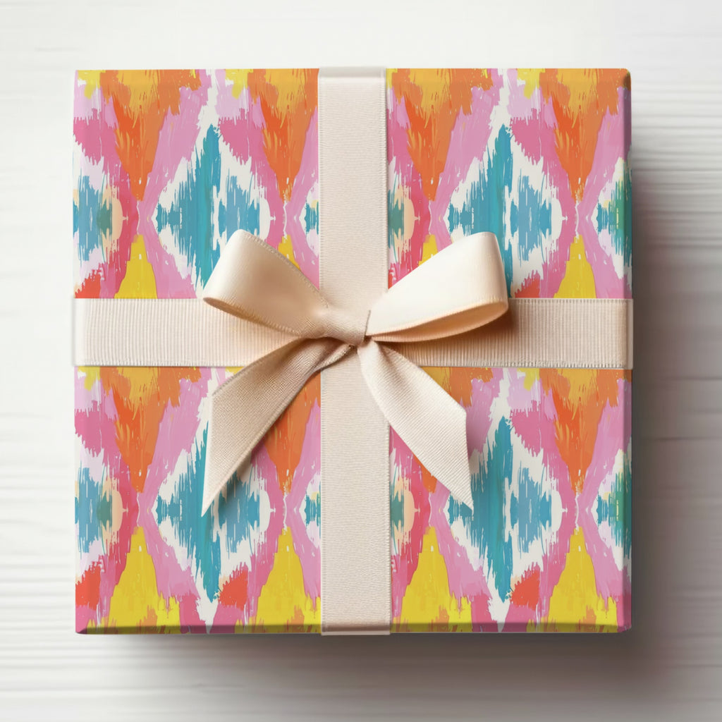 Colorful Abstract Pattern Gift Wrap with Ribbon Design