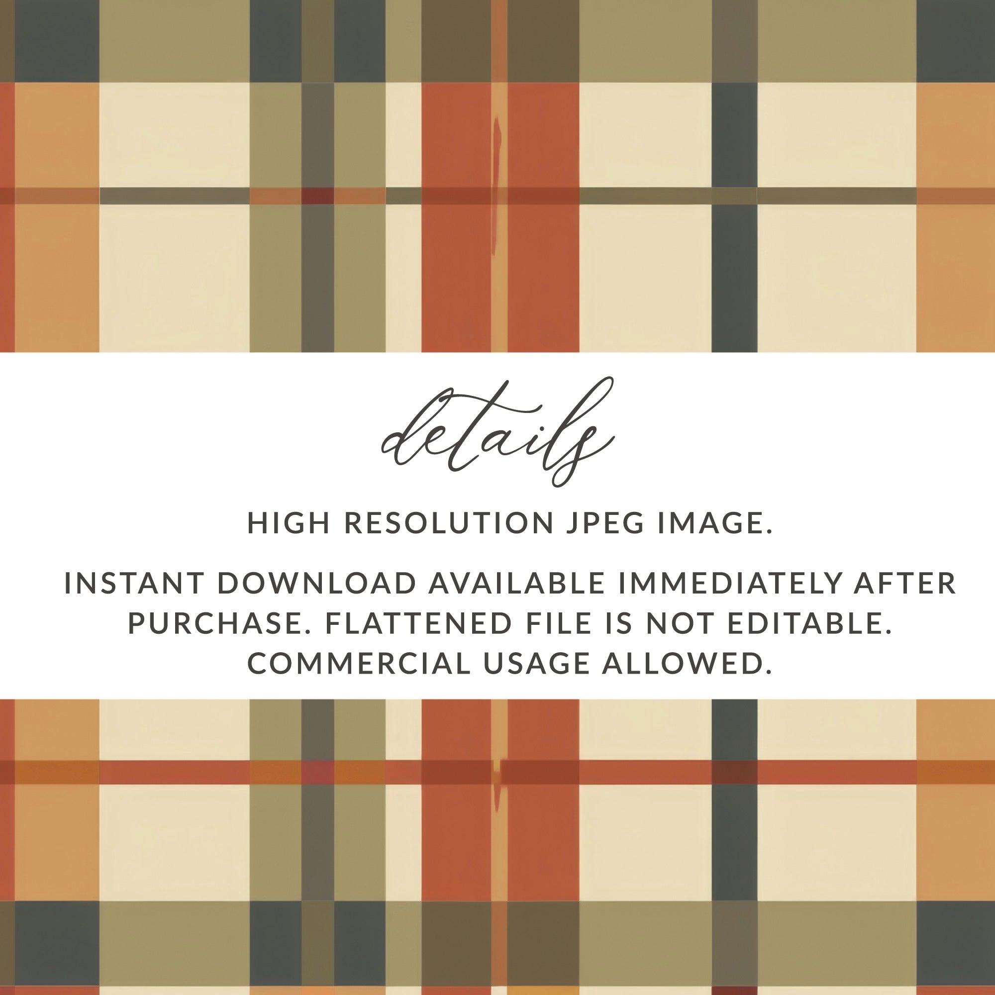 High Resolution Plaid Pattern JPEG Image Instant Download