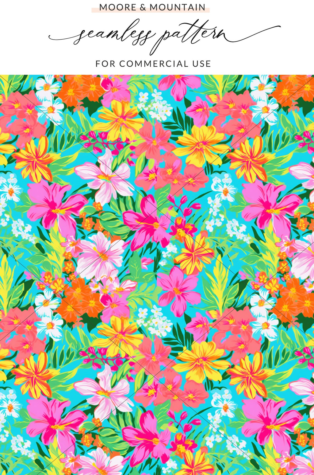 Bright Colorful Tropical Floral Seamless Pattern Product