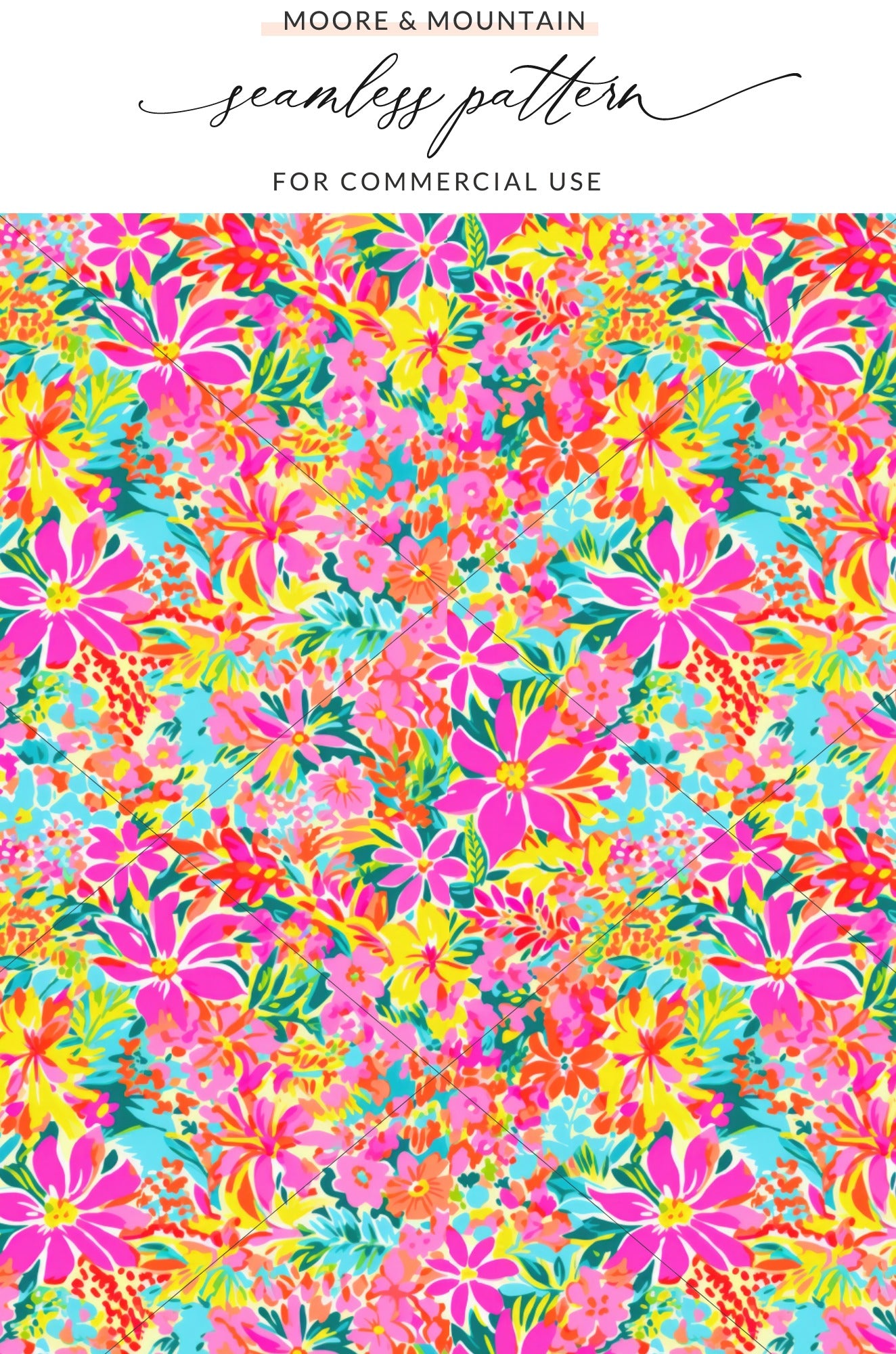 Vibrant Floral Seamless Pattern for Commercial Use