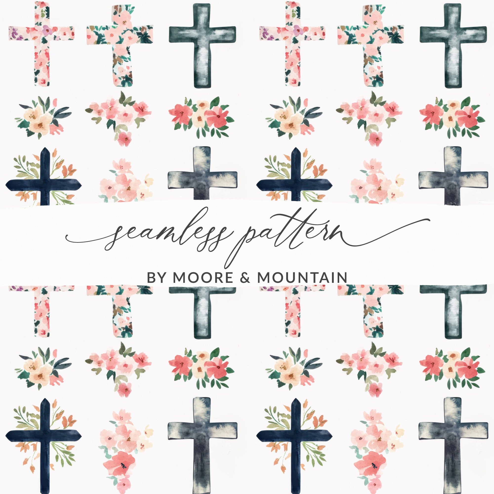 Floral Cross Seamless Pattern by Moore & Mountain