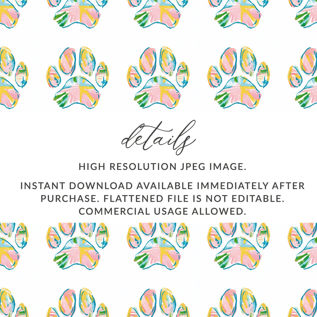 Vibrant Abstract Paw Print Pattern Instant Download product type
