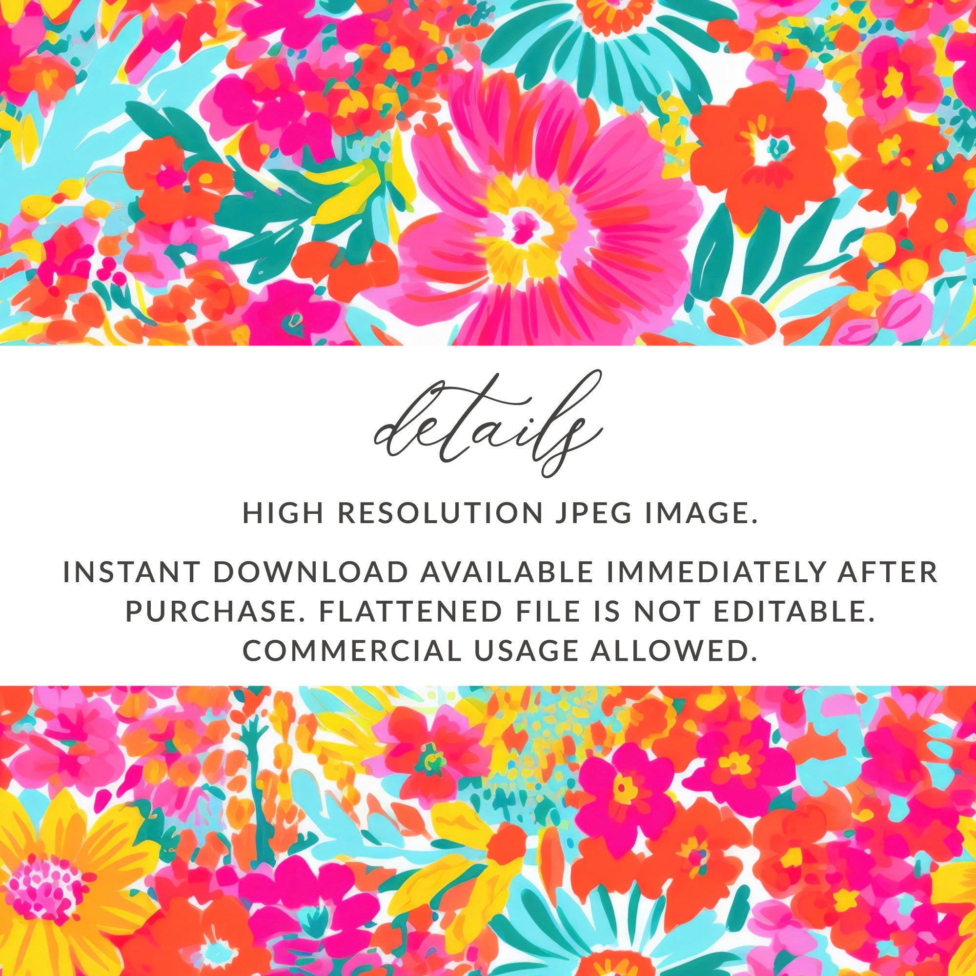 High Resolution Floral Pattern JPEG Instant Download