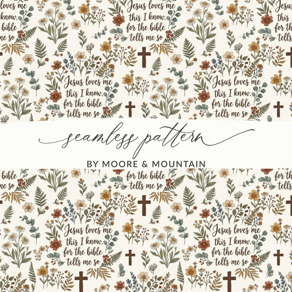 Jesus Loves Me Bible Floral Pattern Crosses product type