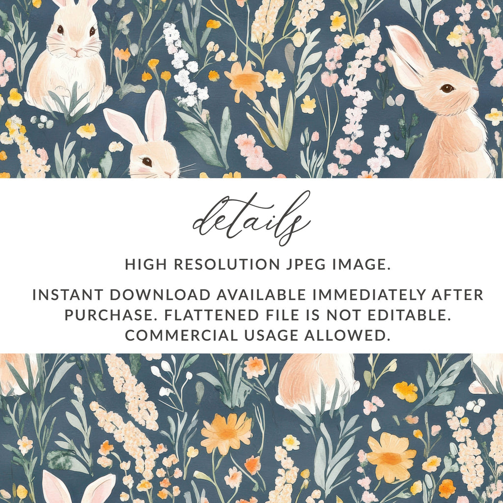 Floral Bunny High Resolution JPEG Image for Instant Download