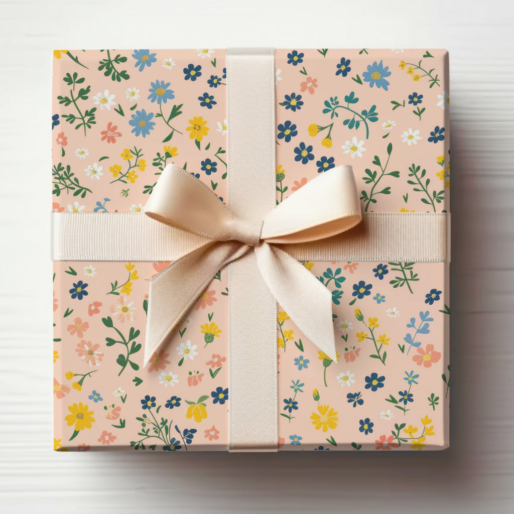Elegant Pastel Floral Gift Box with Cream Ribbon