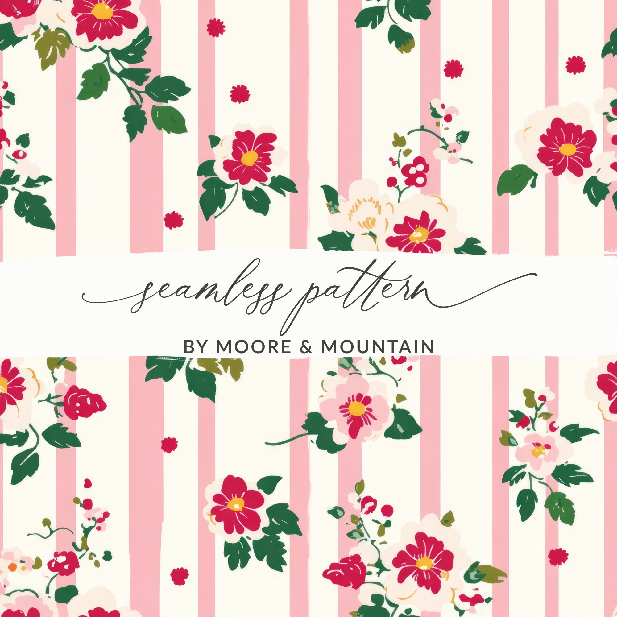 Floral Striped Seamless Pattern by Moore and Mountain