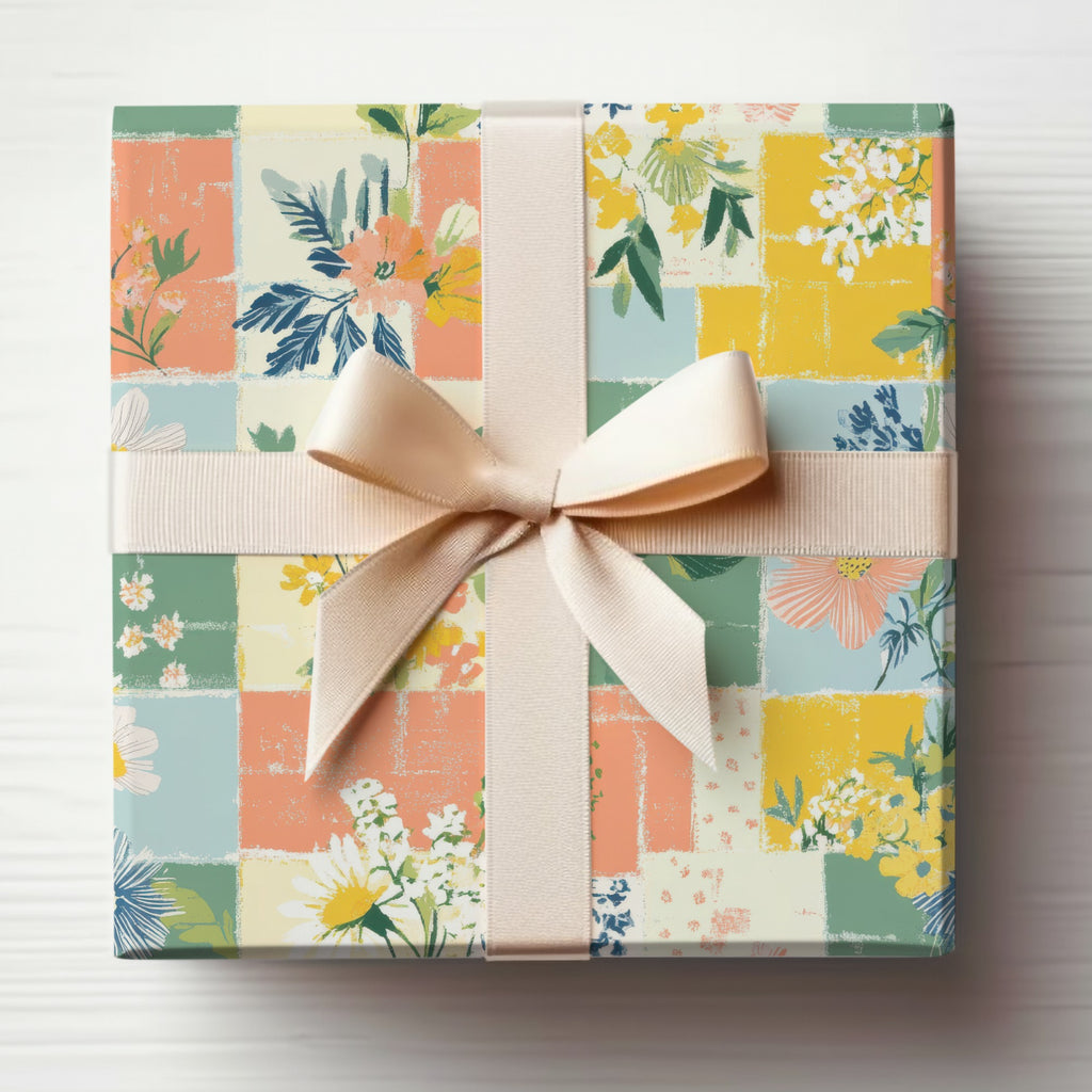 Floral Patchwork Design Gift Box with Bow for Any Occasion