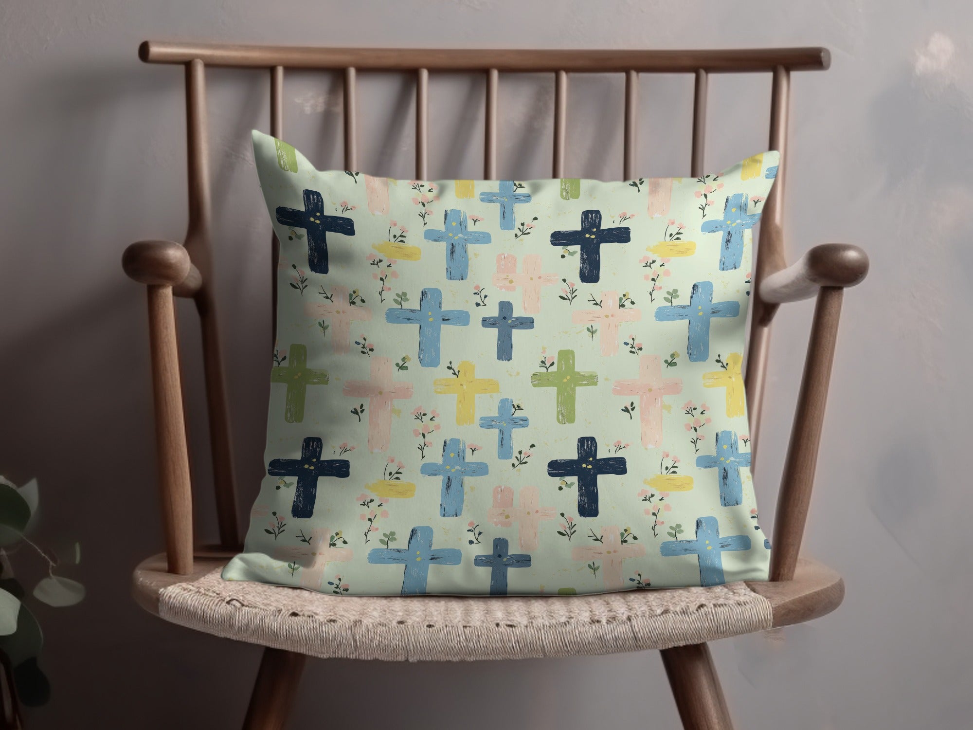 Colorful Cross Print Decorative Throw Pillow