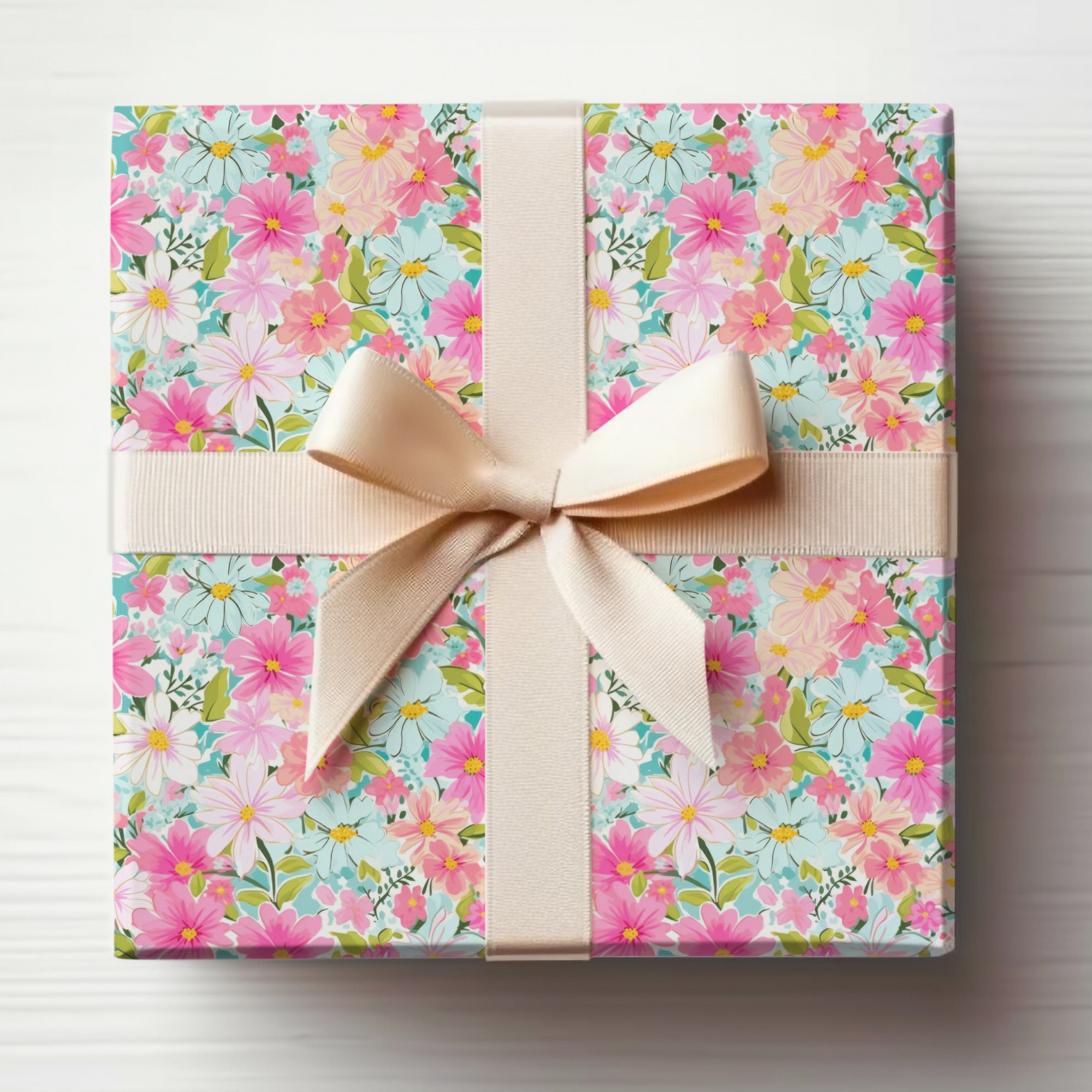 Elegant Floral Gift Wrap with Bow for Special Occasions