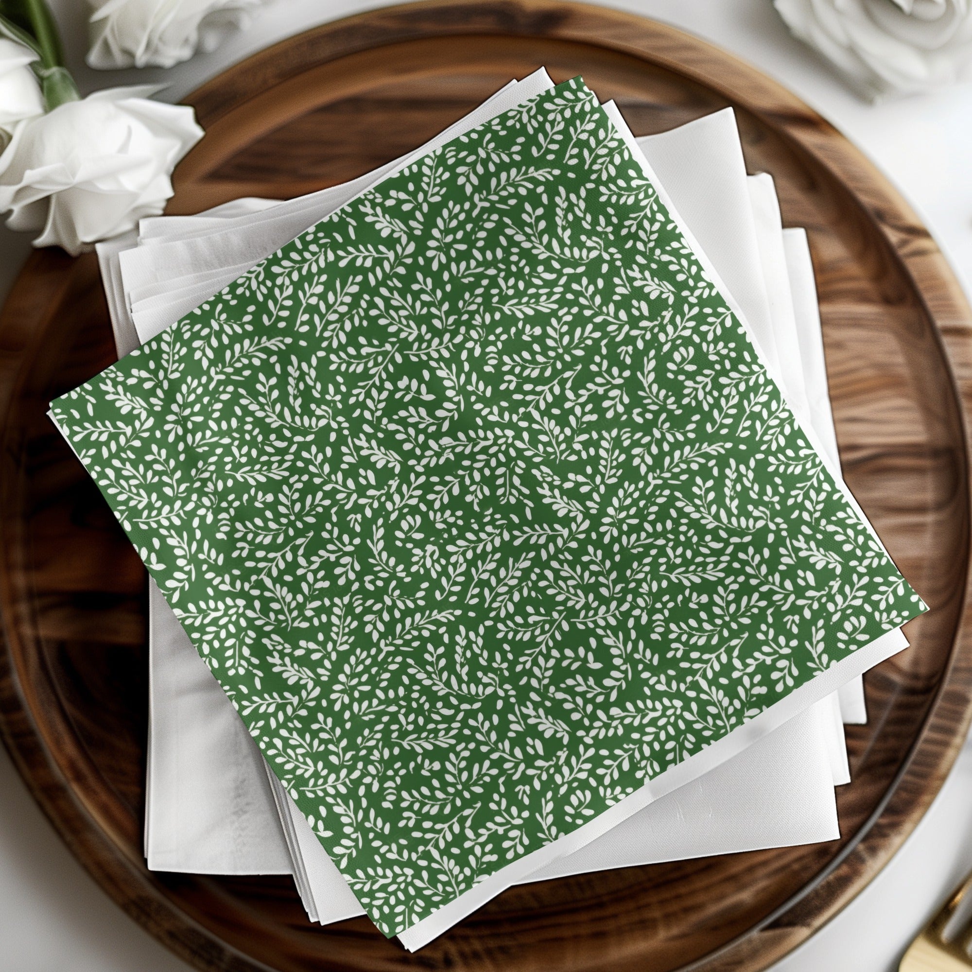 Green Leafy Patterned Decorative Napkin product
