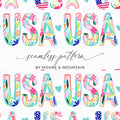 Colorful Floral USA Seamless Pattern by Moore and Mountain