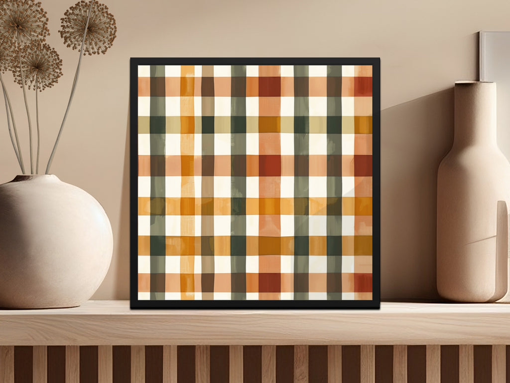 Modern Abstract Autumn Colors Plaid Wall Art Print