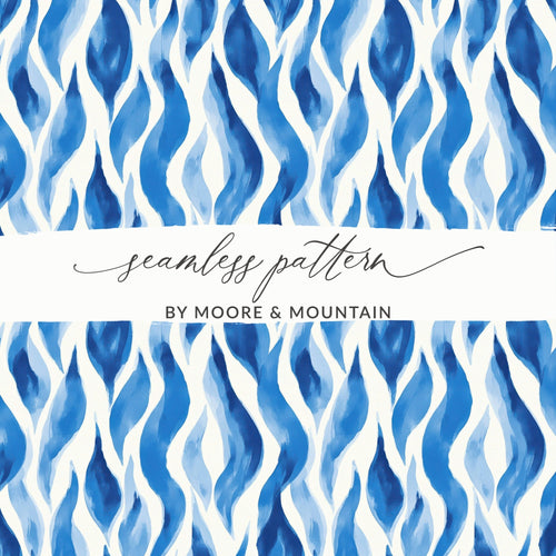 Abstract Artistic Flowing Blues Pattern Water Color Style Digital - Moore and Mountain