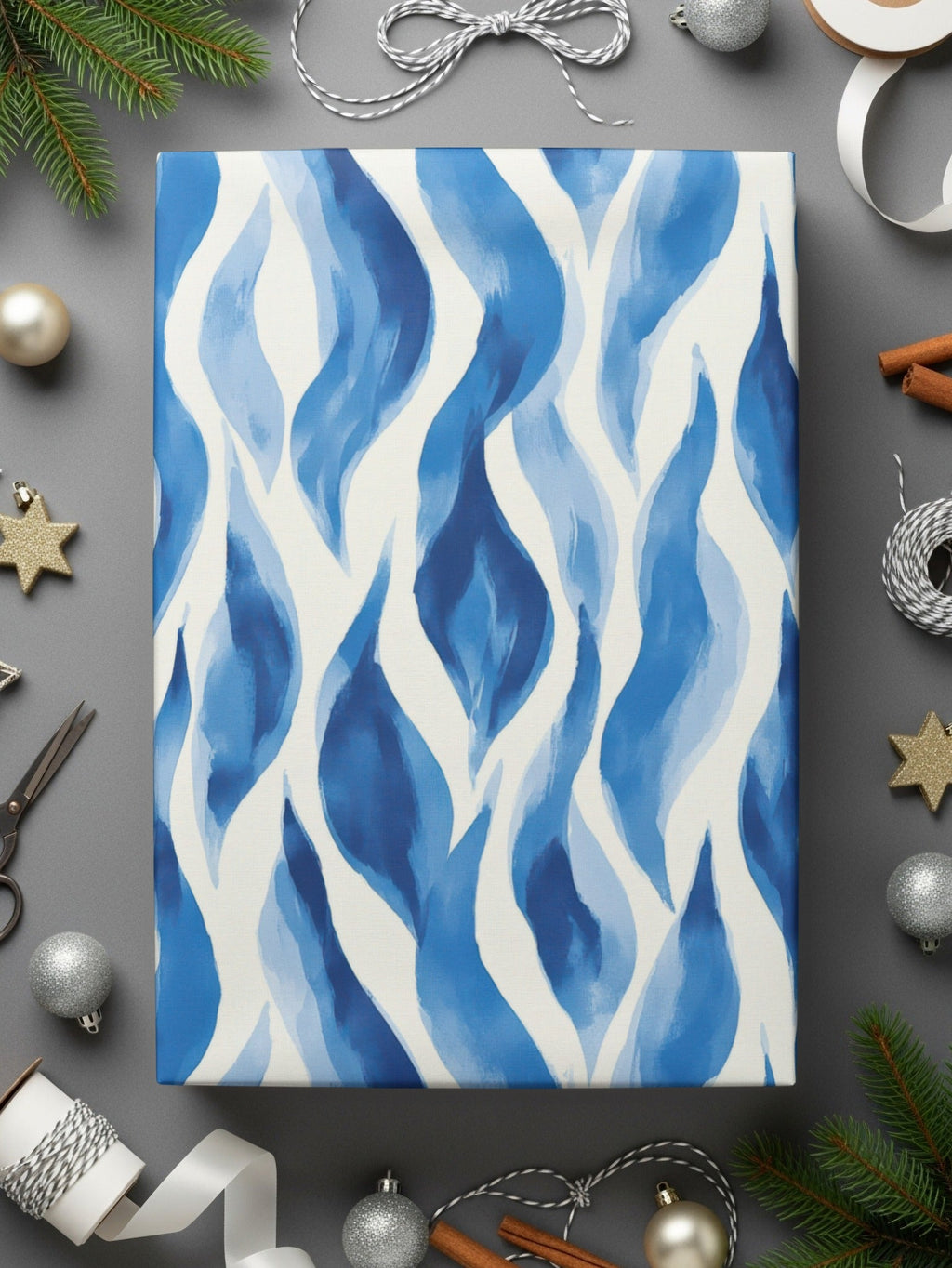 Abstract Artistic Flowing Blues Pattern Water Color Style Digital - Moore and Mountain