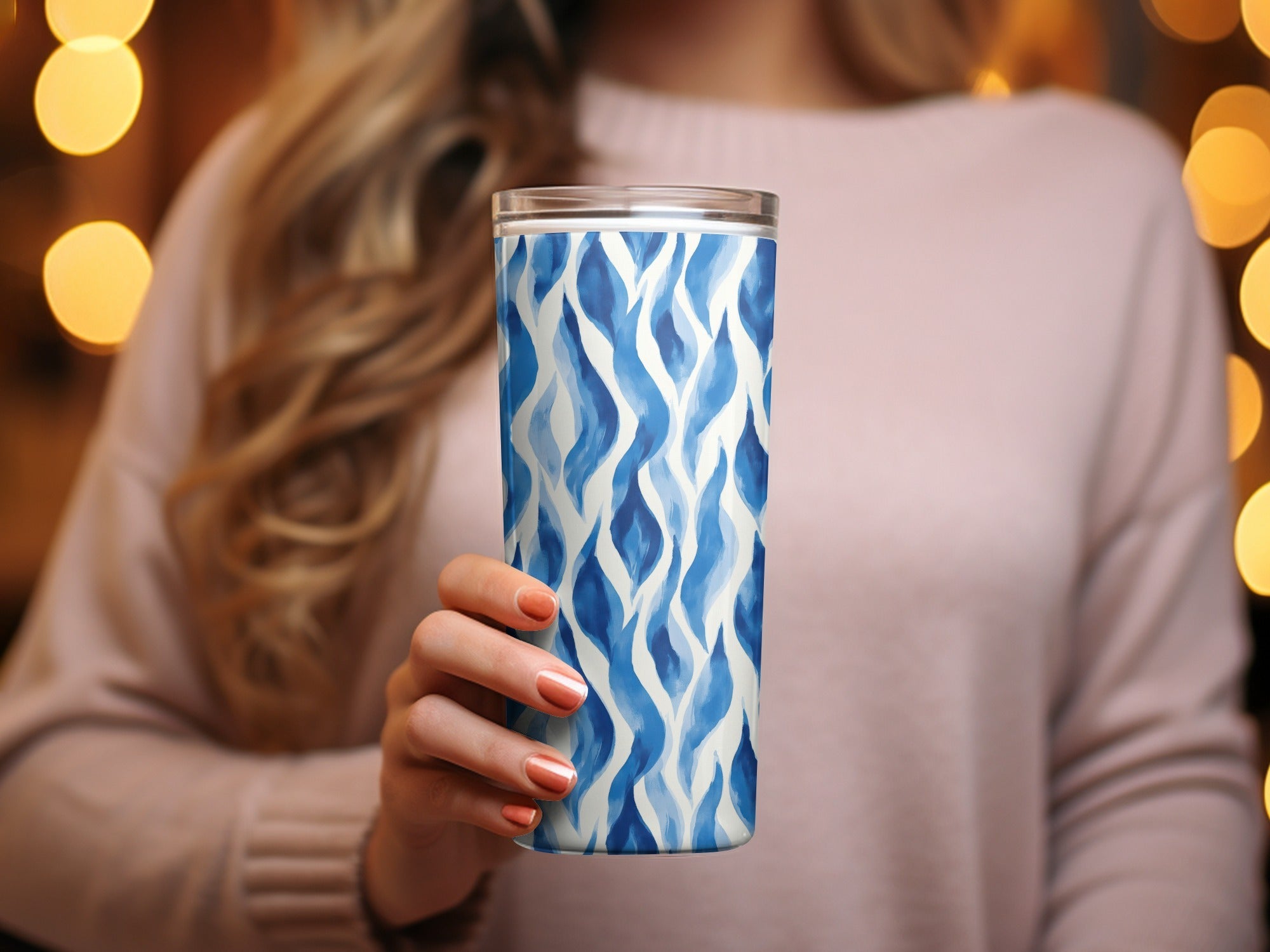 Abstract Artistic Flowing Blues Pattern Water Color Style Digital - Moore and Mountain