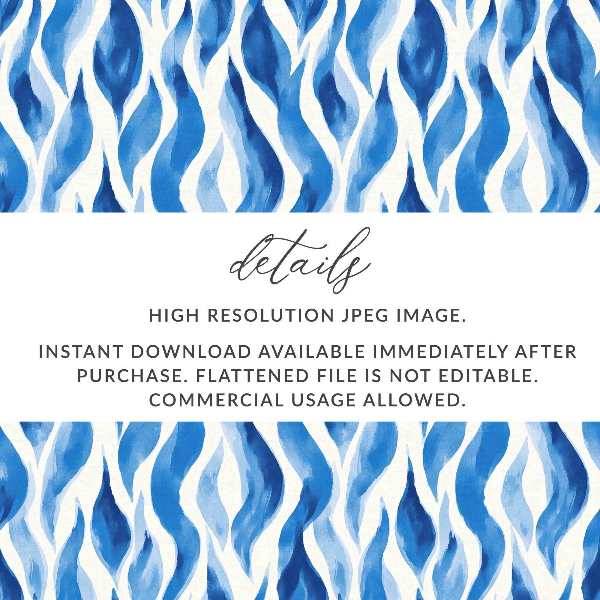 Abstract Artistic Flowing Blues Pattern Water Color Style Digital - Moore and Mountain