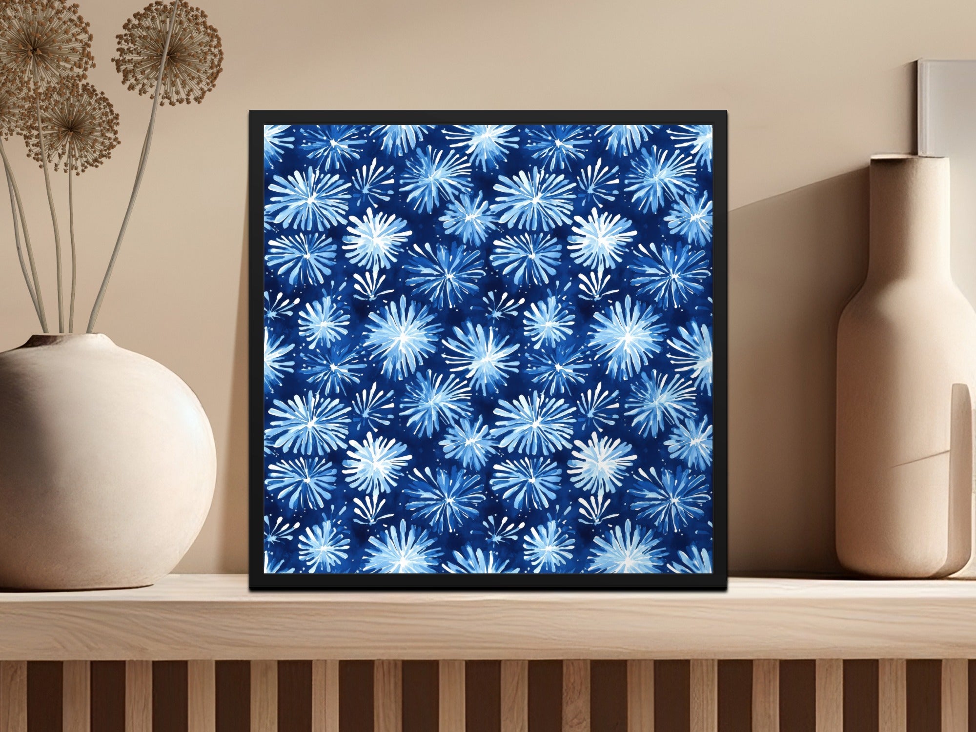 Abstract Blue Sparkle Fireworks Pattern Watercolor Style Backdrop Digital - Moore and Mountain