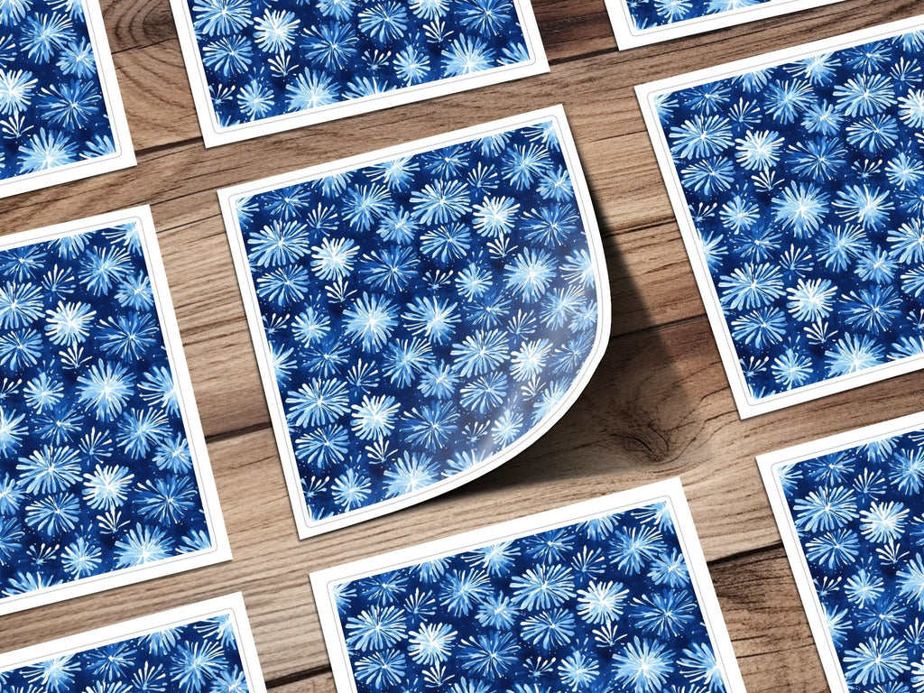 Abstract Blue Sparkle Fireworks Pattern Watercolor Style Backdrop Digital - Moore and Mountain