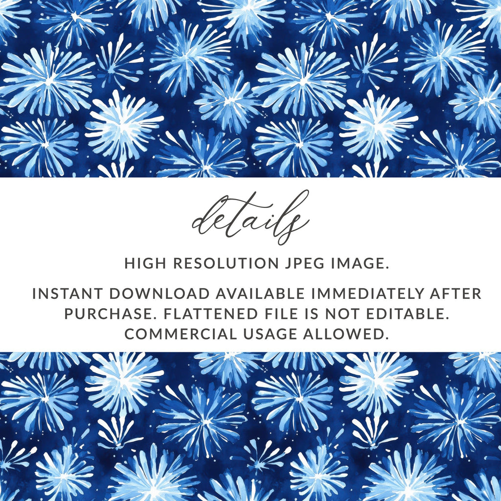 Abstract Blue Sparkle Fireworks Pattern Watercolor Style Backdrop Digital - Moore and Mountain