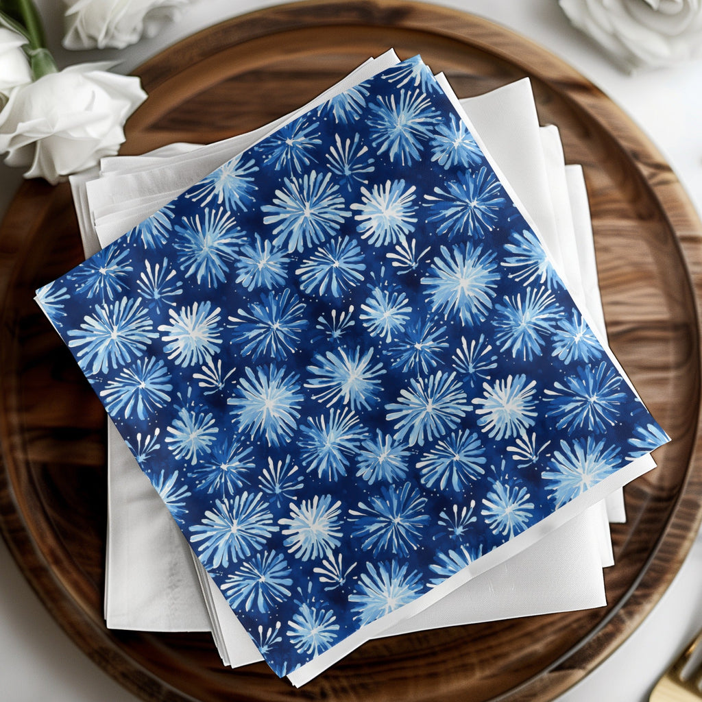 Abstract Blue Sparkle Fireworks Pattern Watercolor Style Backdrop Digital - Moore and Mountain