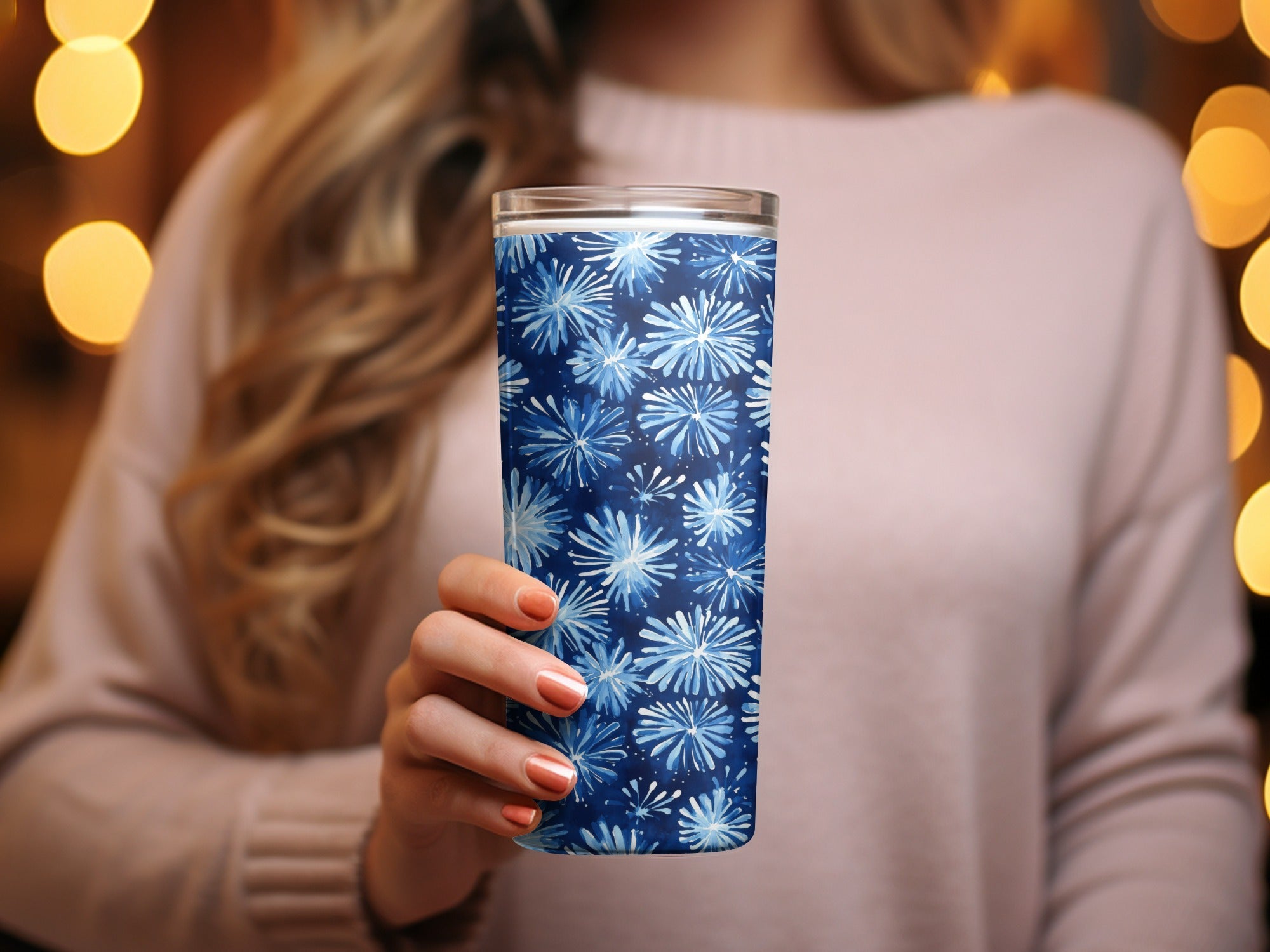 Abstract Blue Sparkle Fireworks Pattern Watercolor Style Backdrop Digital - Moore and Mountain