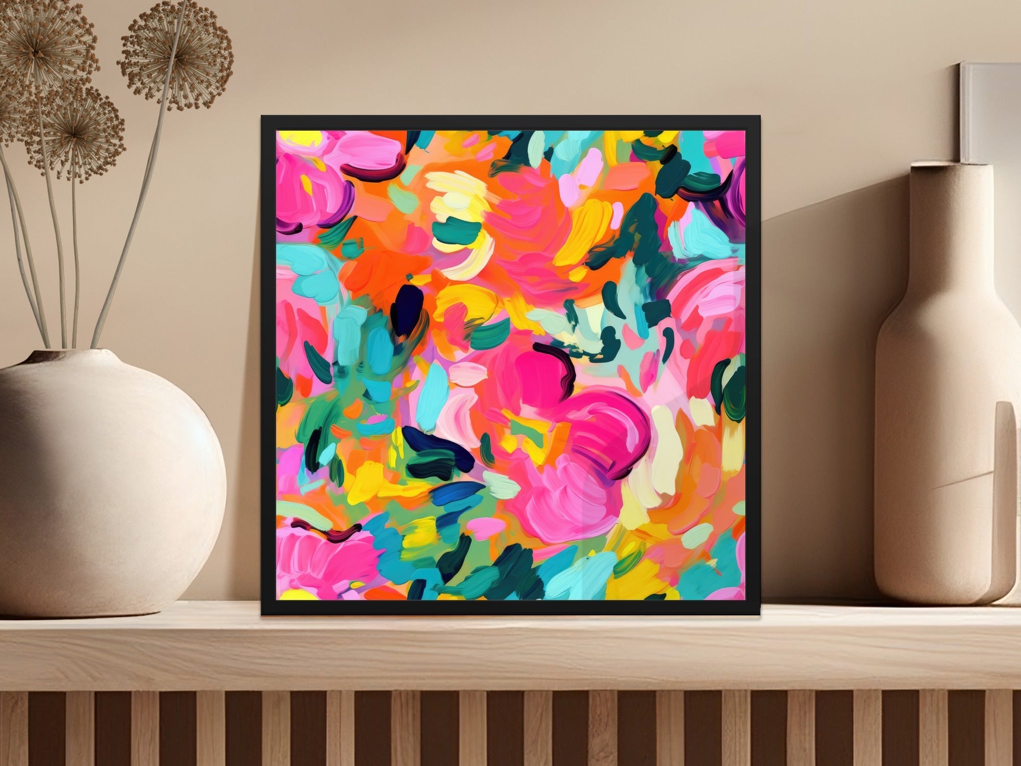 Abstract Brushstroke Digital Paper, Colorful Texture Background, Seamless Pattern, Pink Teal Orange Yellow, Digital Scrapbook Paper - Moore and Mountain