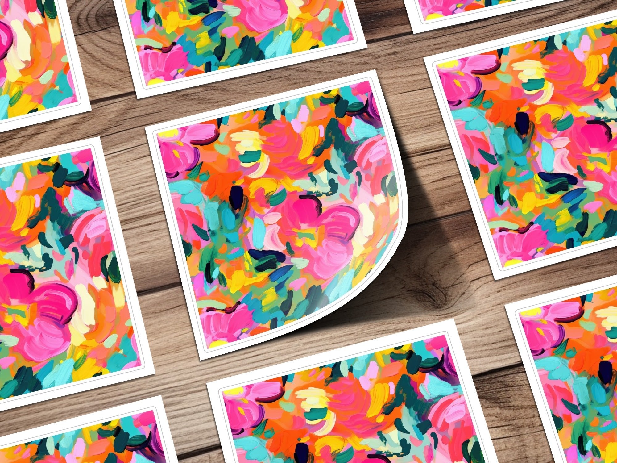 Abstract Brushstroke Digital Paper, Colorful Texture Background, Seamless Pattern, Pink Teal Orange Yellow, Digital Scrapbook Paper - Moore and Mountain