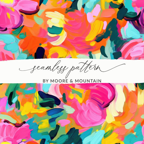 Abstract Brushstroke Digital Paper, Colorful Texture Background, Seamless Pattern, Pink Teal Orange Yellow, Digital Scrapbook Paper - Moore and Mountain