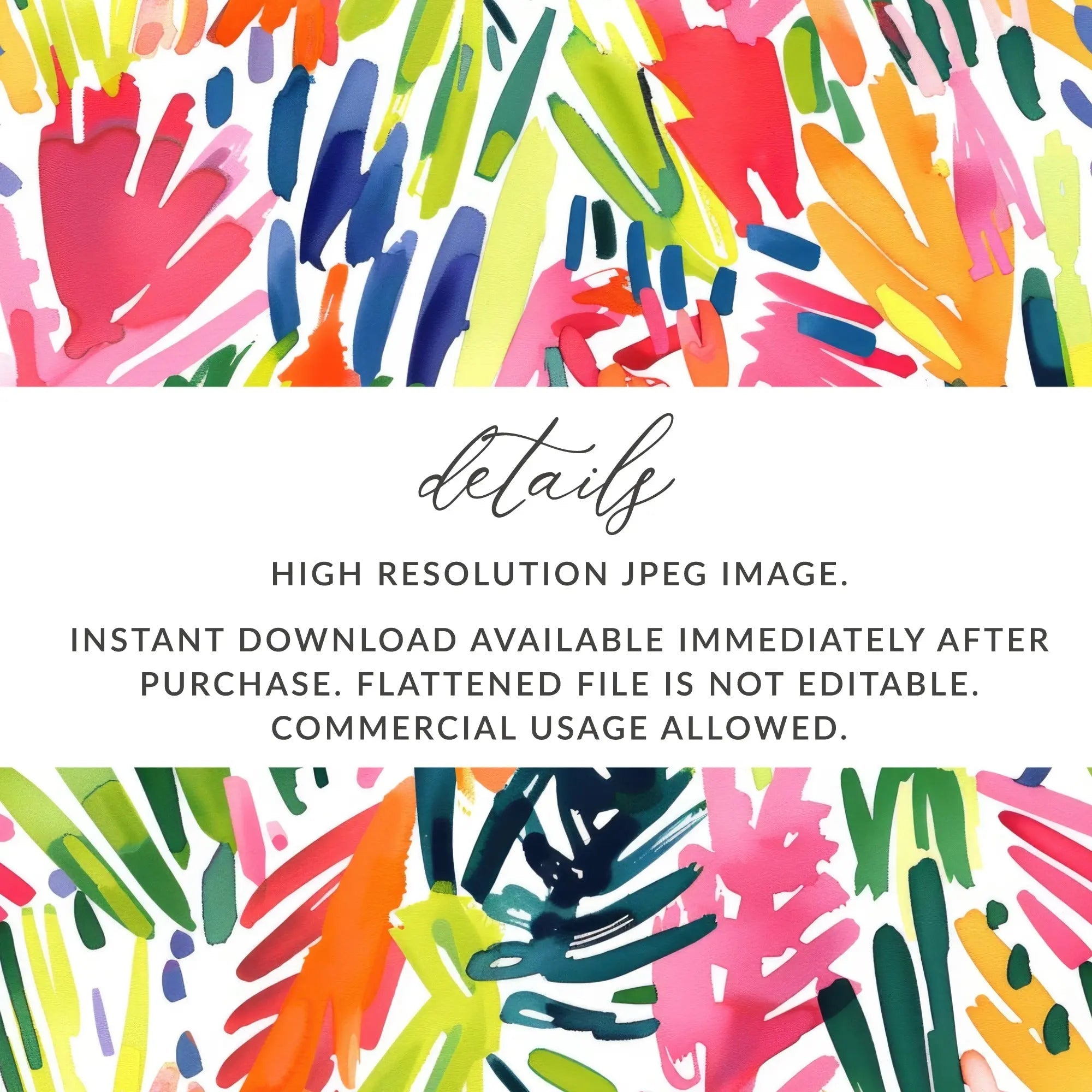 Abstract Brushstrokes Digital Paper, Colorful Seamless Pattern, Modern Art Print, Fabric Design, Scrapbooking, Digital Download - Moore and Mountain