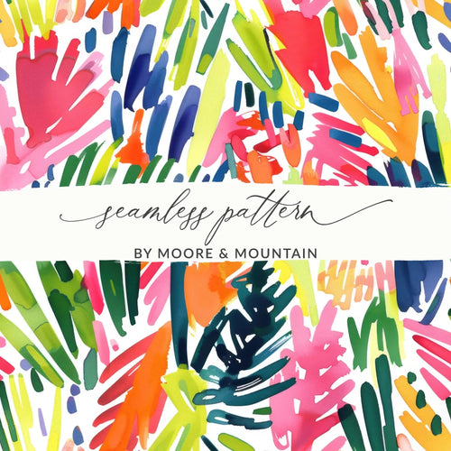 Abstract Brushstrokes Digital Paper, Colorful Seamless Pattern, Modern Art Print, Fabric Design, Scrapbooking, Digital Download - Moore and Mountain
