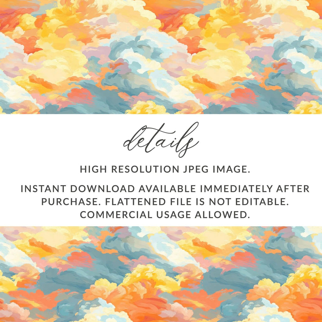 Abstract Cloud Digital Paper, Painted Sky Seamless Pattern, JPEG Digital Download, Two Scales - Moore and Mountain