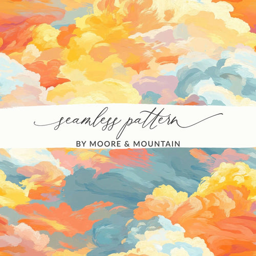 Abstract Cloud Digital Paper, Painted Sky Seamless Pattern, JPEG Digital Download, Two Scales - Moore and Mountain