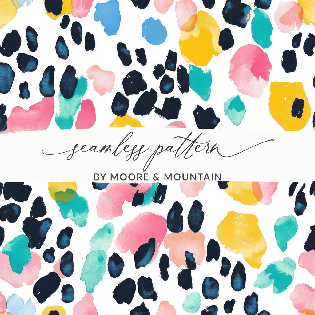 Abstract Colorful Watercolor Spots Pattern on White Digital - Moore and Mountain