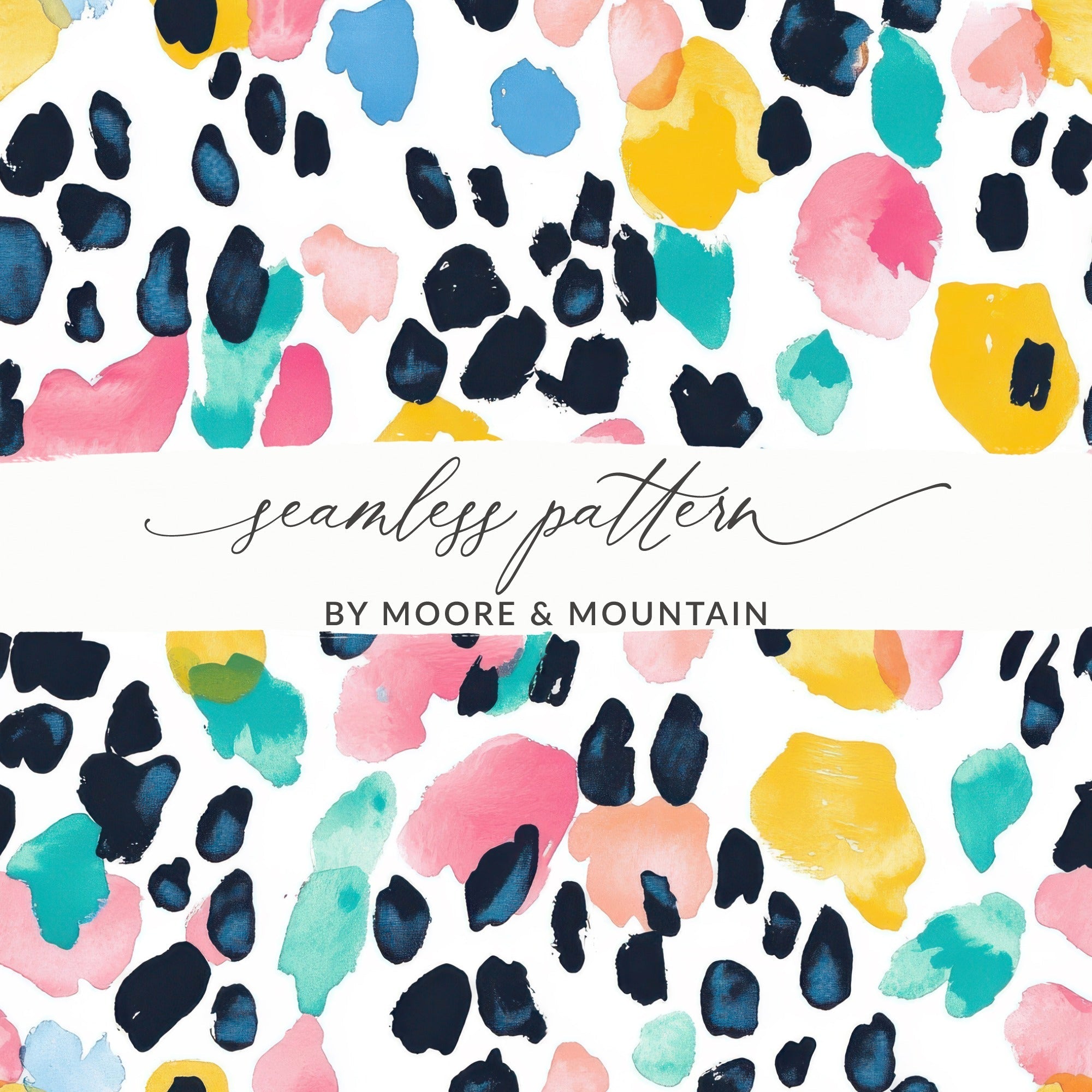Abstract Colorful Watercolor Spots Pattern on White Digital - Moore and Mountain