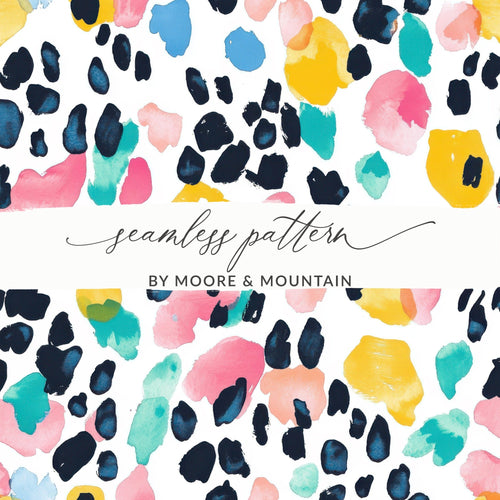 Abstract Colorful Watercolor Spots Pattern on White Digital - Moore and Mountain