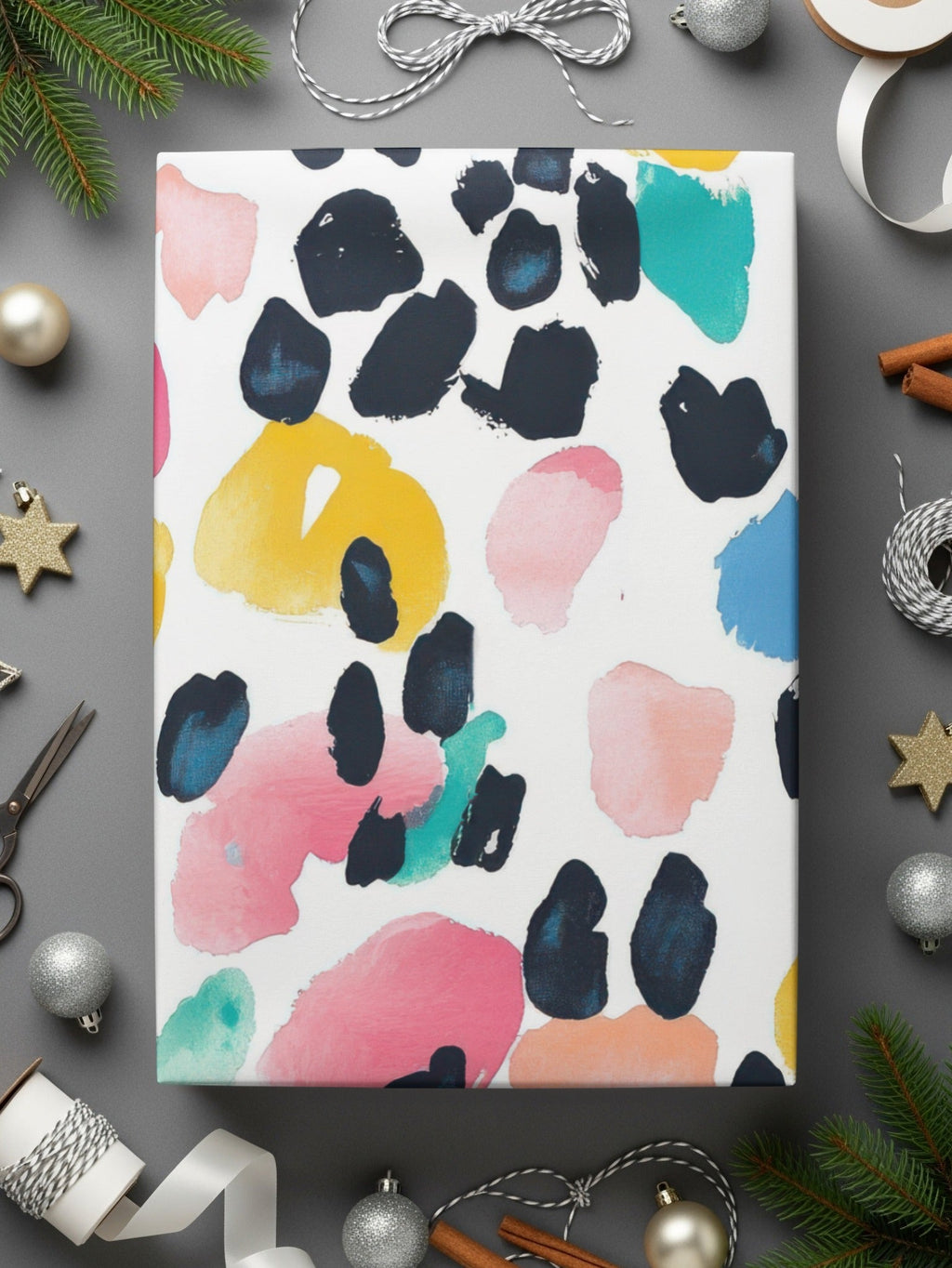 Abstract Colorful Watercolor Spots Pattern on White Digital - Moore and Mountain