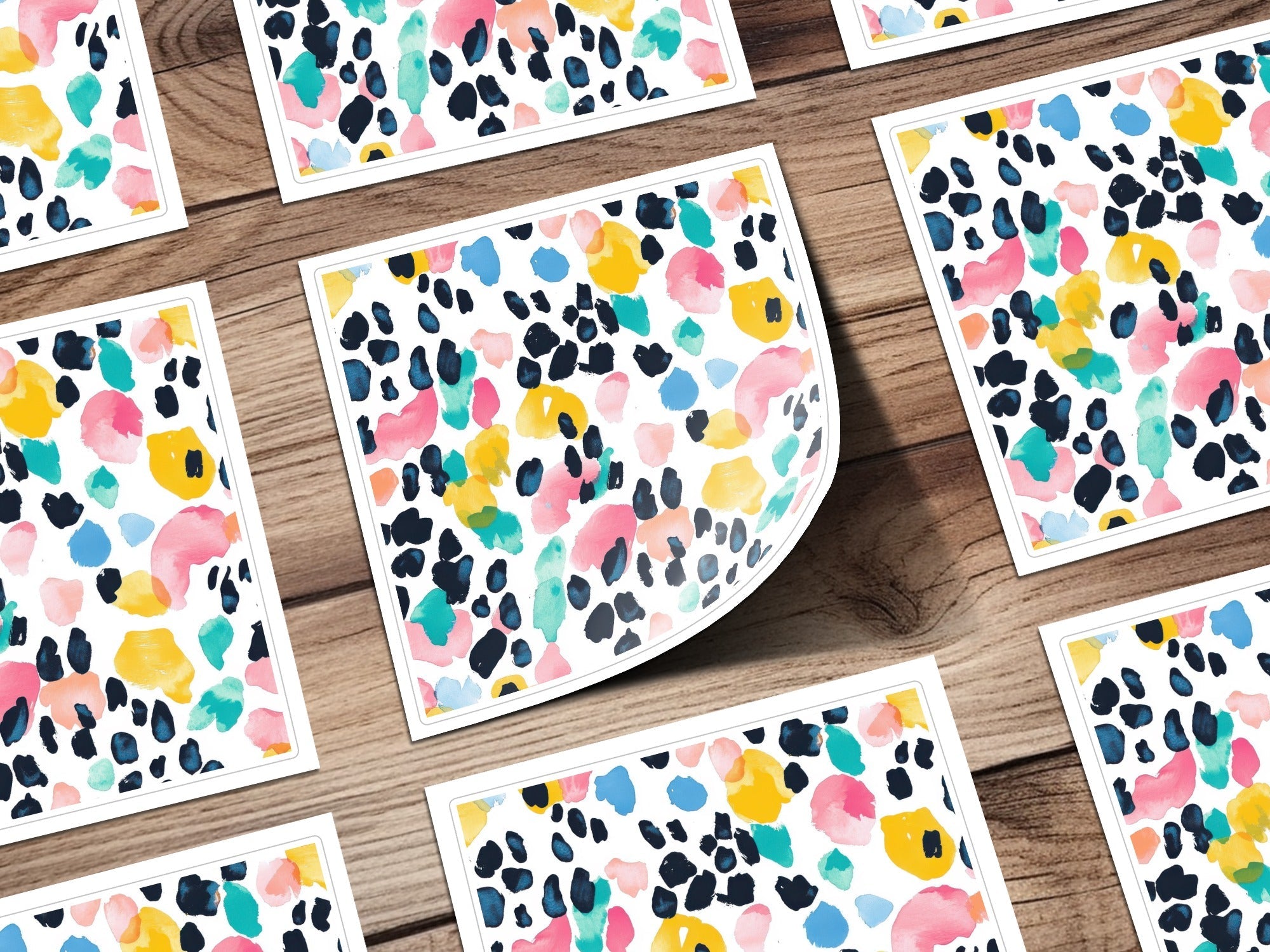 Abstract Colorful Watercolor Spots Pattern on White Digital - Moore and Mountain