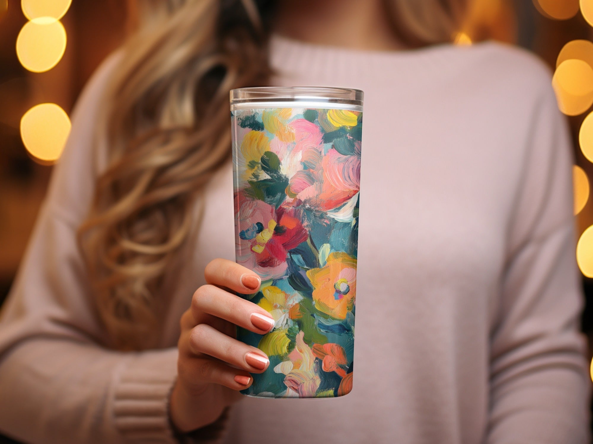 Abstract Floral Painting Digital Print, Blue Pink Yellow Flowers Art, Textured Brushstrokes, Modern Art Download, Printable Wall Art - Moore and Mountain