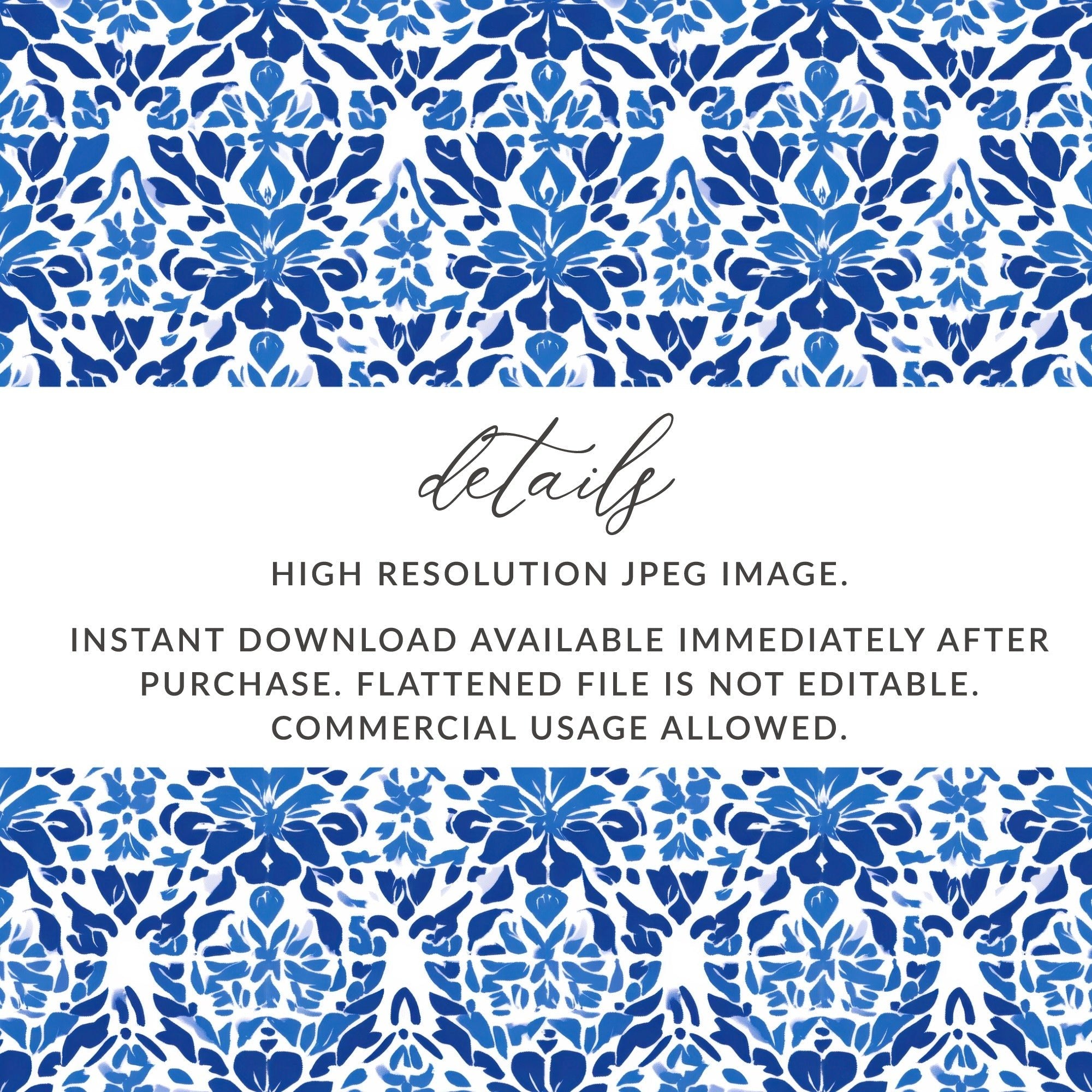 Abstract Indigo Blooms Floral Repeat Pattern Azure Harmony Digital - Moore and Mountain