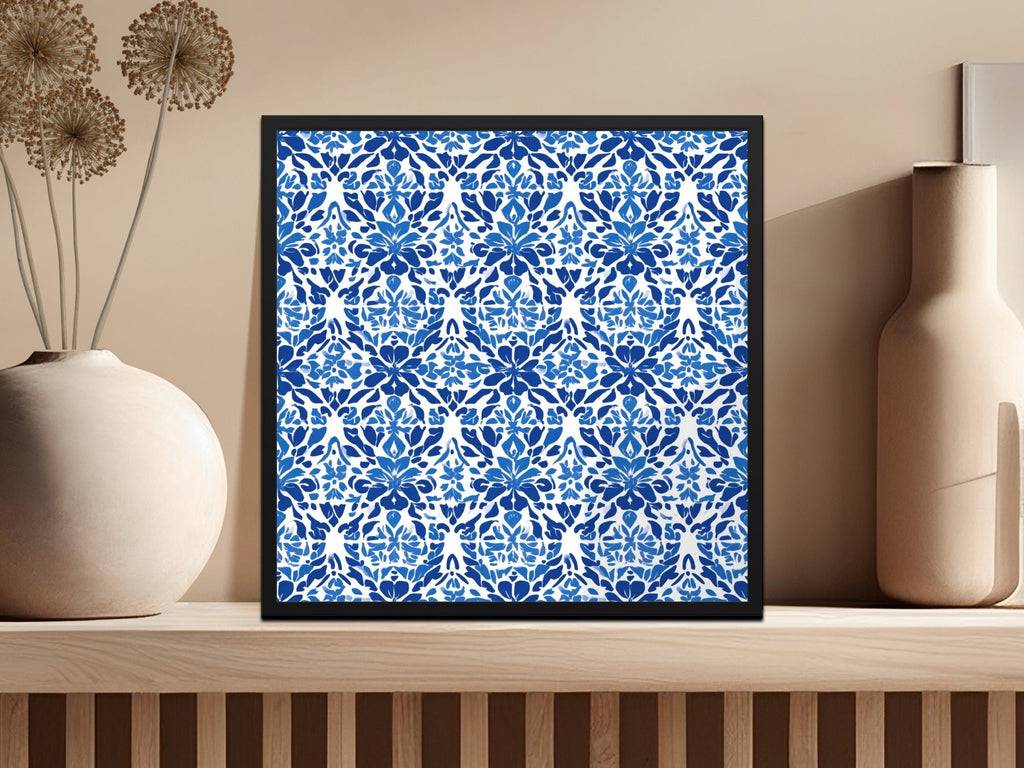 Abstract Indigo Blooms Floral Repeat Pattern Azure Harmony Digital - Moore and Mountain