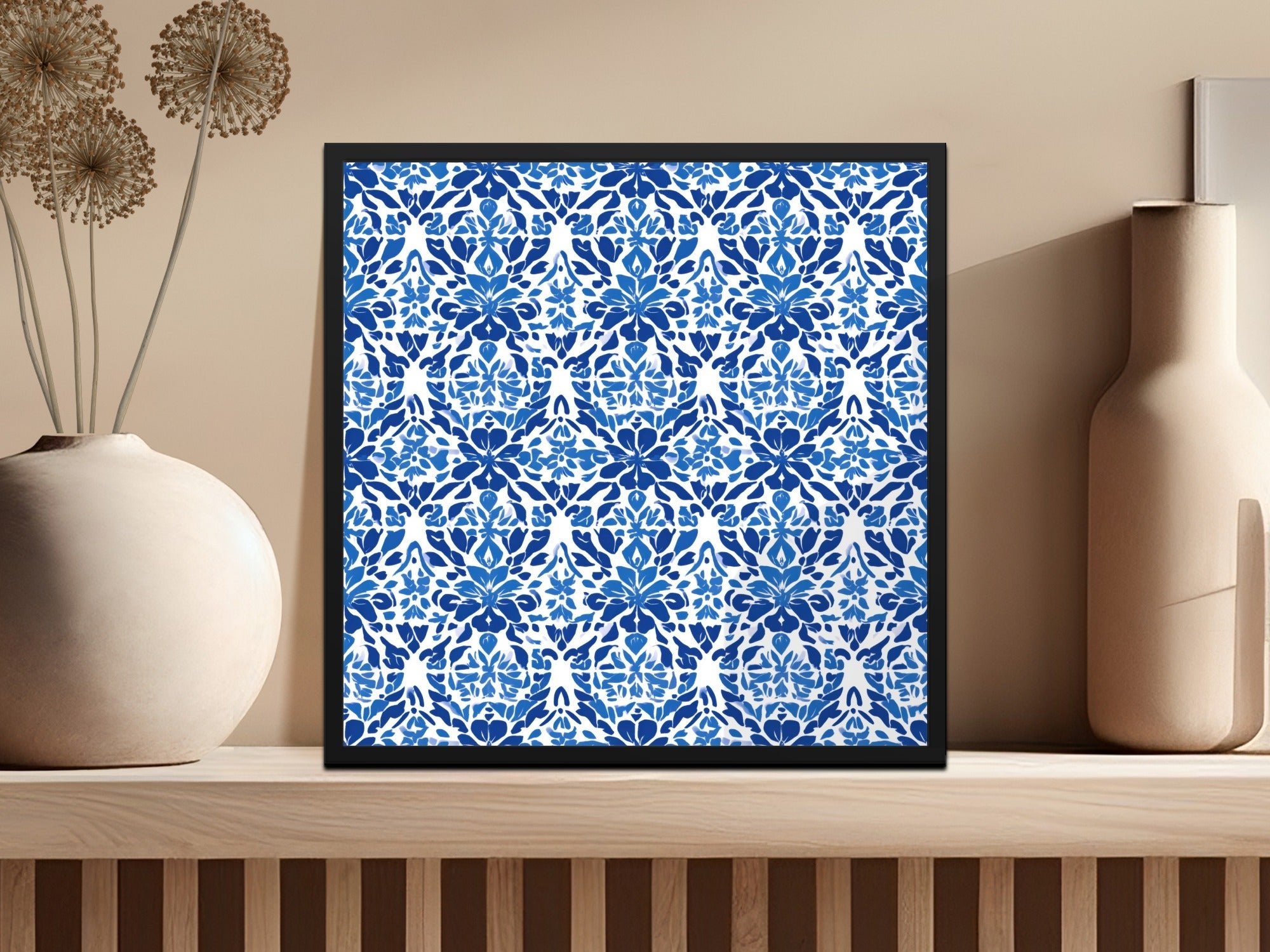 Abstract Indigo Blooms Floral Repeat Pattern Azure Harmony Digital - Moore and Mountain