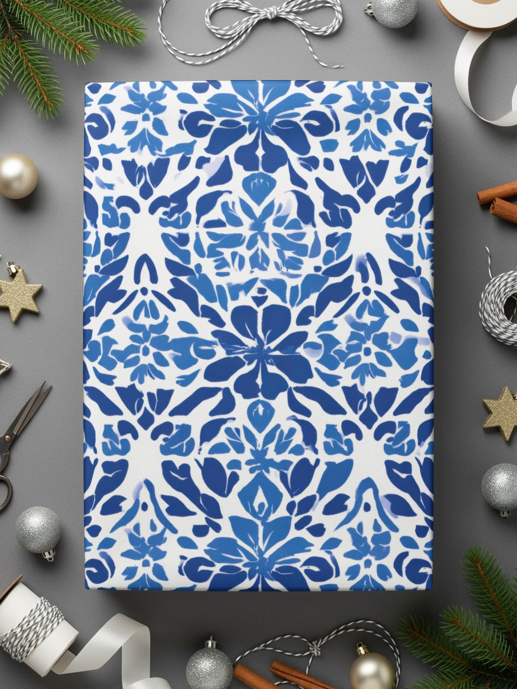 Abstract Indigo Blooms Floral Repeat Pattern Azure Harmony Digital - Moore and Mountain