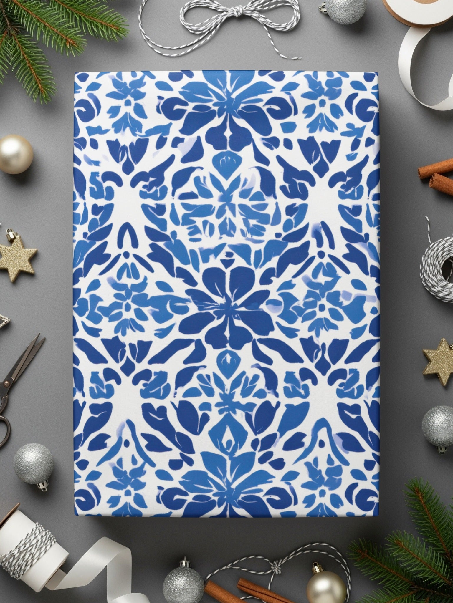 Abstract Indigo Blooms Floral Repeat Pattern Azure Harmony Digital - Moore and Mountain