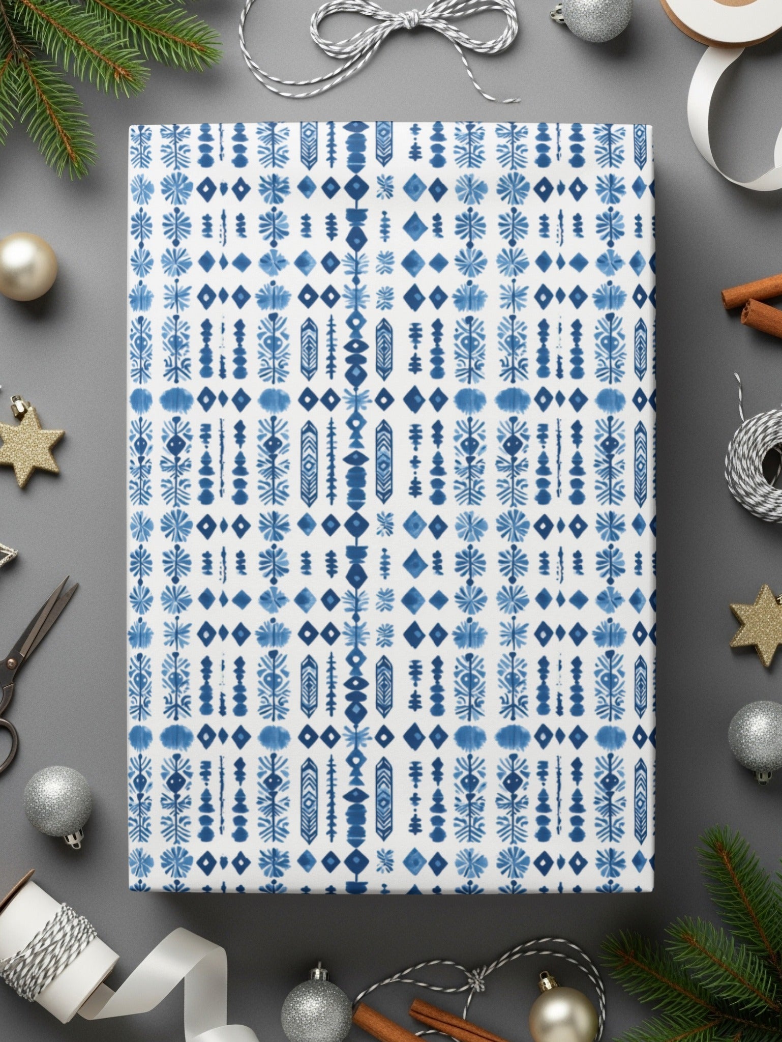 Abstract Indigo Tribal Watercolor Pattern Illustration Art Digital - Moore and Mountain