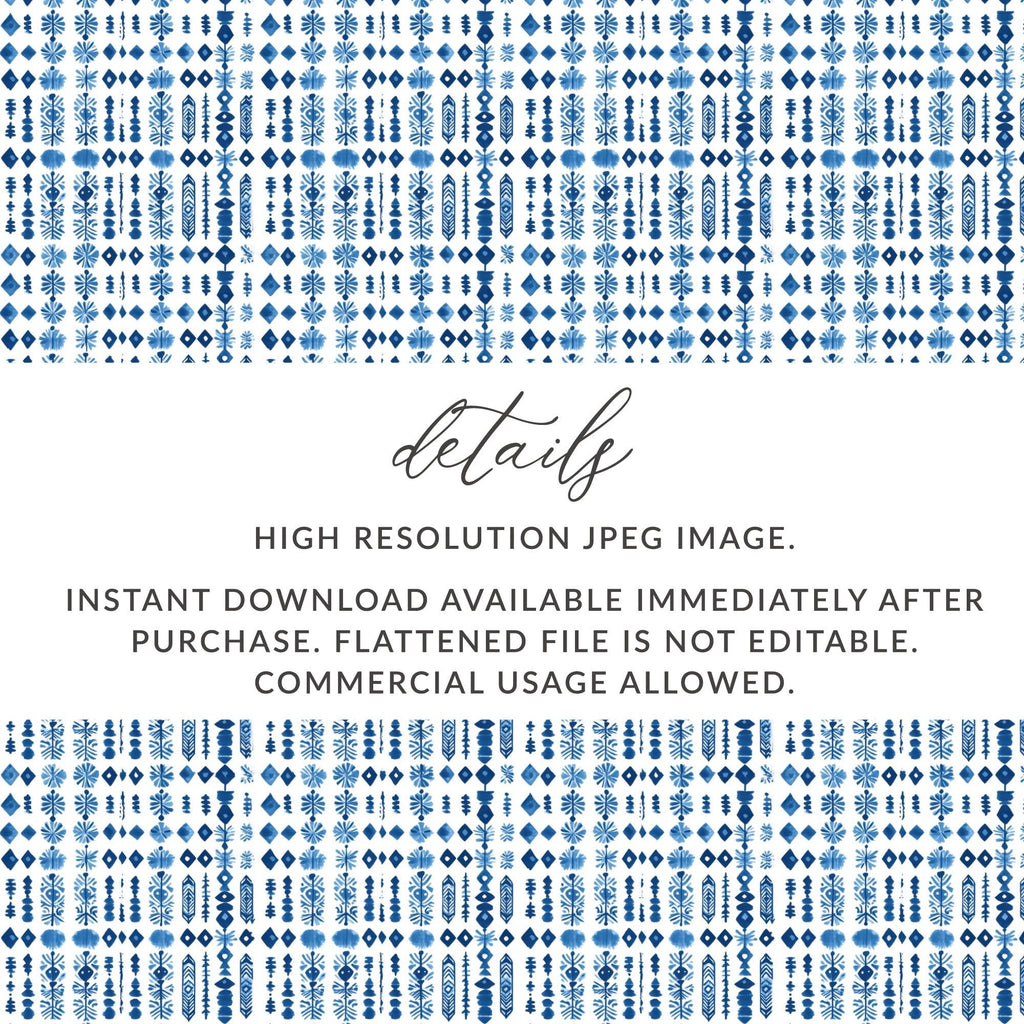 Abstract Indigo Tribal Watercolor Pattern Illustration Art Digital - Moore and Mountain