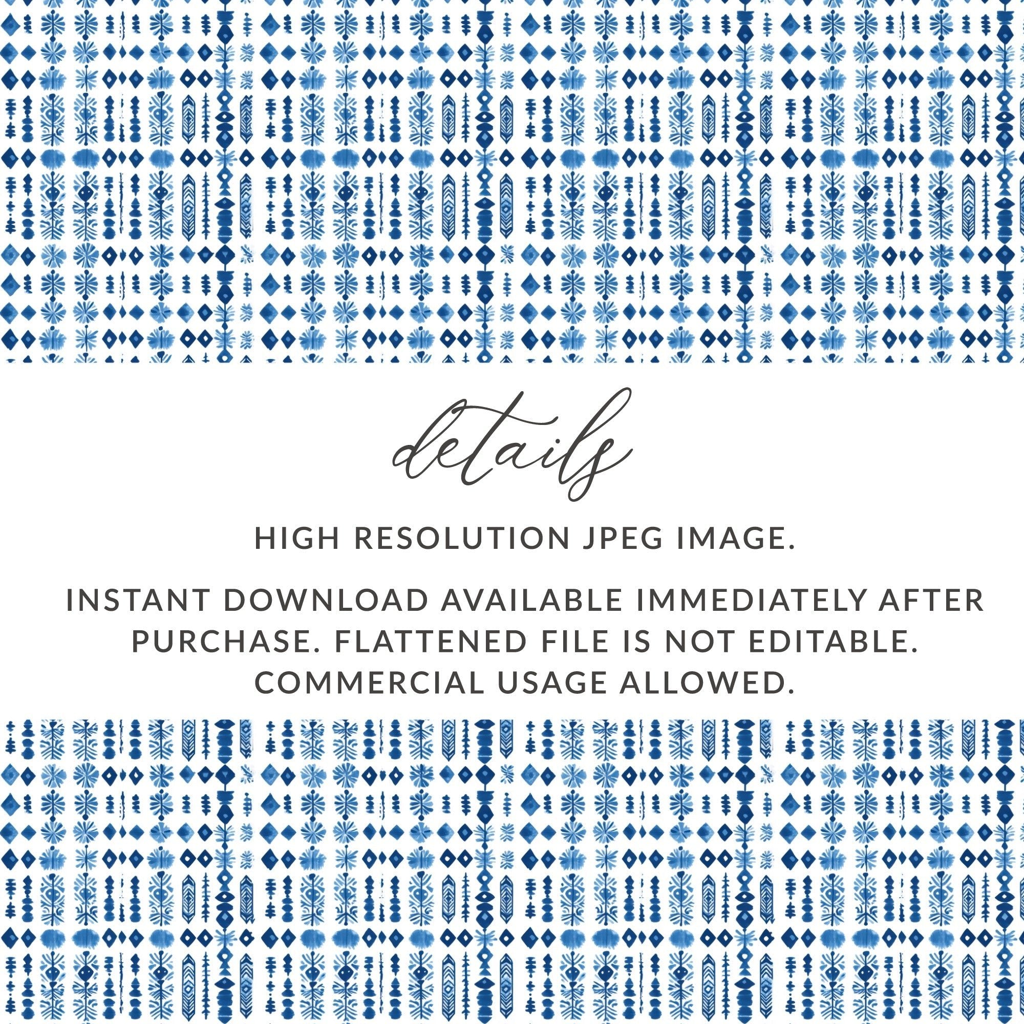 Abstract Indigo Tribal Watercolor Pattern Illustration Art Digital - Moore and Mountain