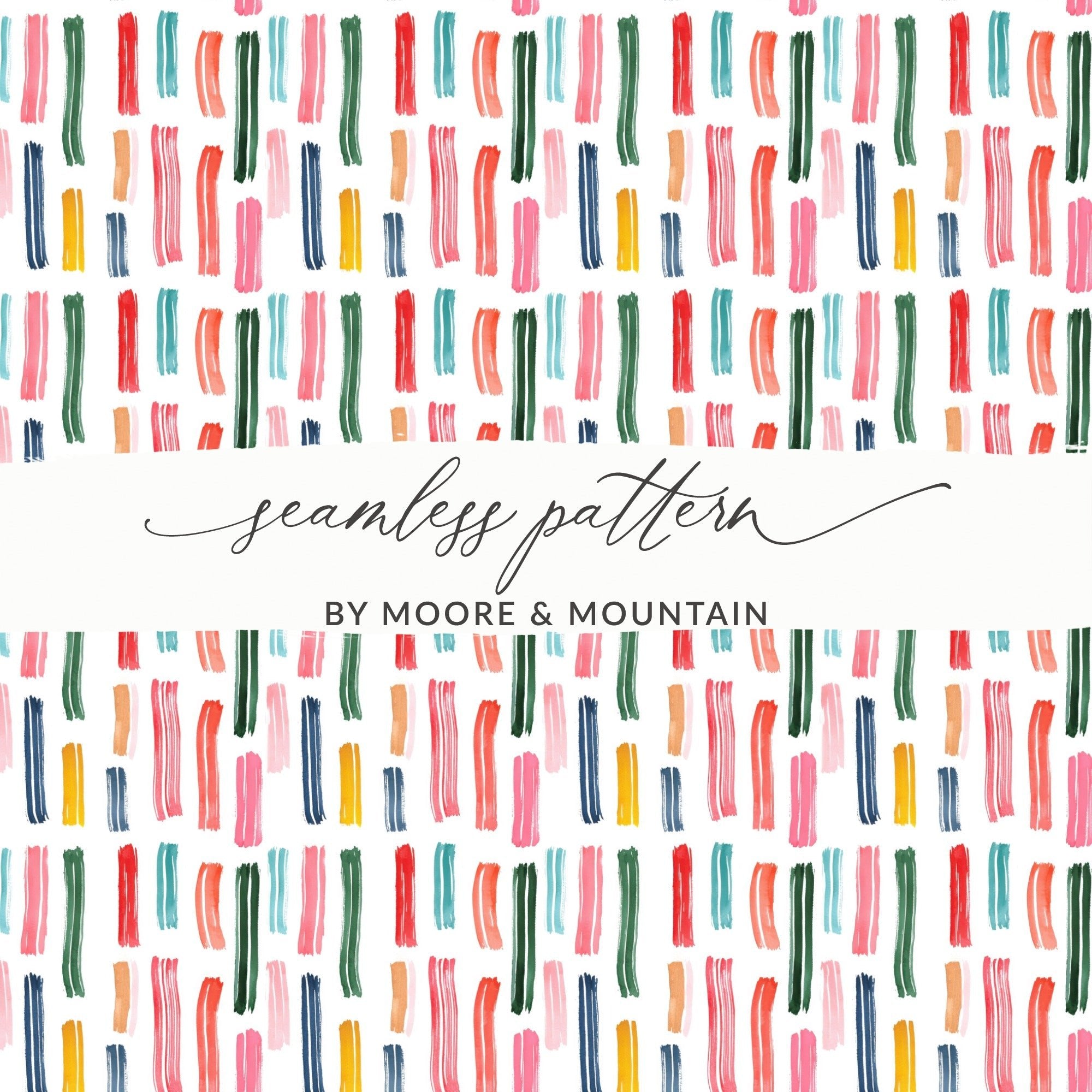 Abstract Lines Vibrant Watercolor Strokes Seamless Pattern Design Digital - Moore and Mountain